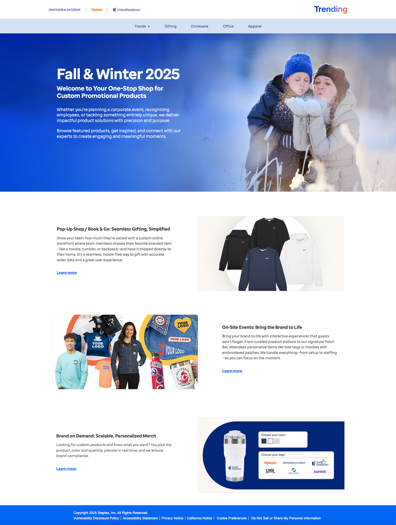 UHG Living Lookbook homepage design